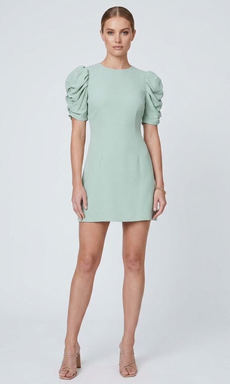 Billie the Label Helena Sage Green Short‎ Sleeve A-line Mini Dress Size 10
